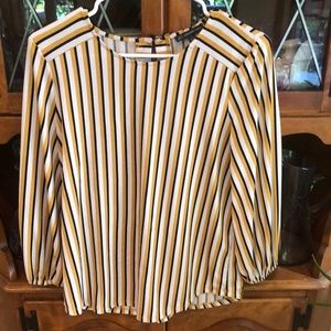 Small Adrianna Papell yellow and black striped top